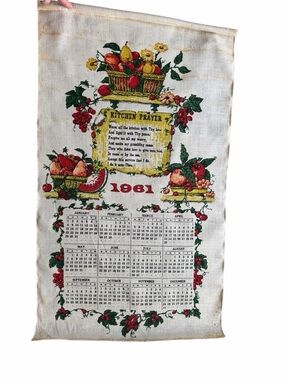 🌟 1961 American Vintage Kitchen Prayer Wall Towel - Red, Green, Yellow